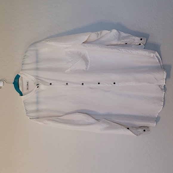 Jos. J. Oliver Vintage Ivory Collarless Silk 1990's Button Blouse Size Large - Picture 4 of 8